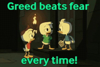 Three Ducks With Greed Beats Fear GIF