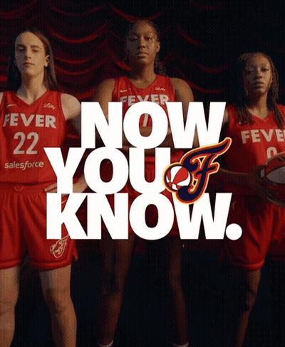Three Female Basketball Players Stand In Front Of A Now You Know Advertisement GIF