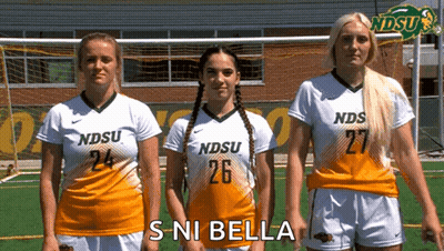 Three Female Soccer Players From Ndsu Pose For A Picture GIF