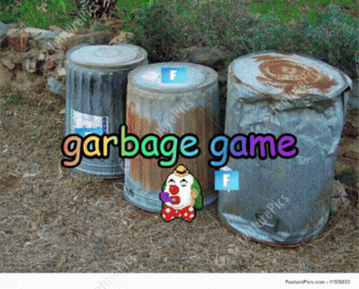 Three Garbage Cans With Clown Saying Garbage Game GIF