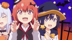Three Girls Anime Halloween Singing GIF