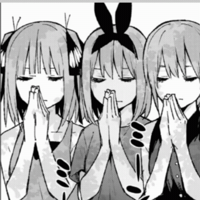 Three Girls Are Praying With Their Eyes Closed In A Black And White Drawing GIF