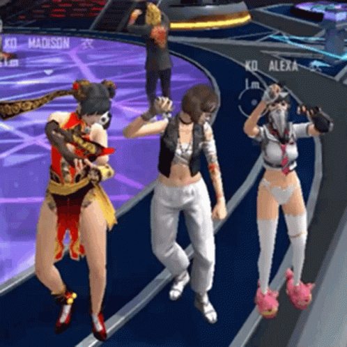 Three Girls Dancing Video Game Alexa GIF