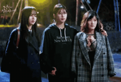 Three Girls One Wearing New York City Sweatshirt GIF