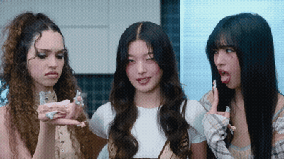 Three Girls Standing Next To Each Other GIF