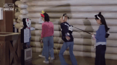 Three Girls Walking In Front Of Summer Diary Sign GIF