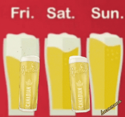 Three Glasses Of Canadian Beer Are Lined Up In A Row GIF