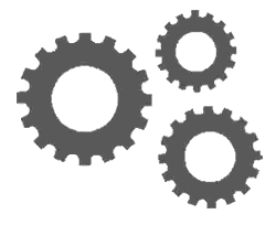 Three Gray Gears With Circle Sticker