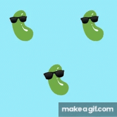Three Green Beans Wearing Sunglasses GIF