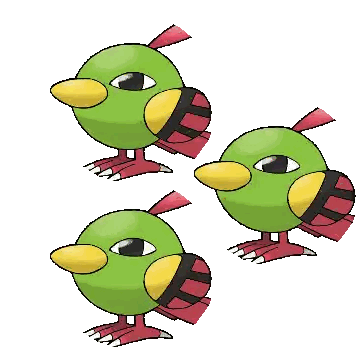 Three Green Birds With Red Feet And Yellow Beak Sticker