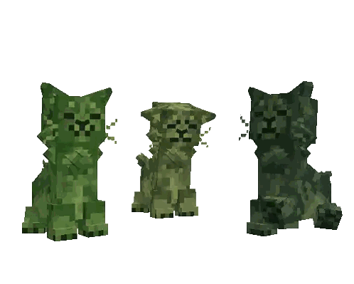 Three Green Minecraft Cats Are Standing Next To Each Other On A White Background Sticker