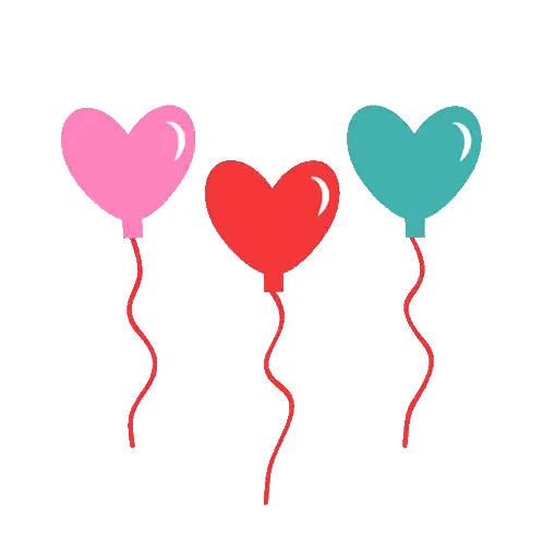 Three Heart-Shaped Balloons Floating Sticker