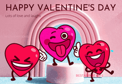 Three Hearts Laughing Funny Valentines Day GIF