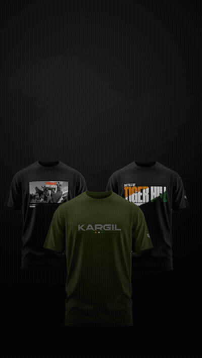 Three Kargil T-Shirts Displayed GIF