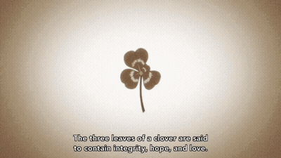 Three Leaves Of Clover Containing Integrity Hope And Love GIF