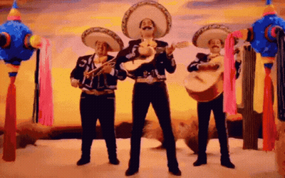 Three Mariachi Singers Playing Instruments GIF