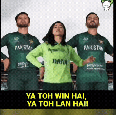 Three Men And A Woman In Green Pakistan Jerseys Dancing GIF
