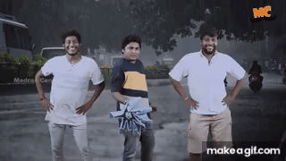 Three Men Are Standing Next To Each Other With Their Hands On Their Hips And Smiling . GIF