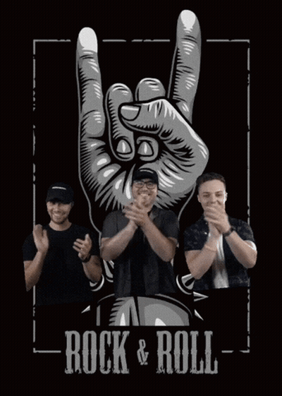 Three Men Clapping At Rock And Roll Sign GIF