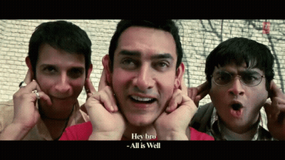 Three Men Covering Their Ears With Their Hands And The Words Hey Bro All Is Well On The Bottom GIF