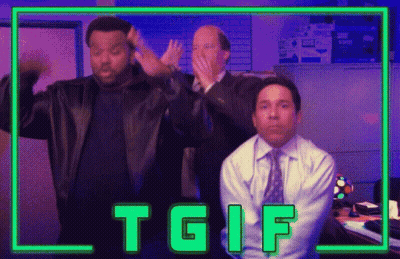Three Men Dancing At TGIF Sign GIF