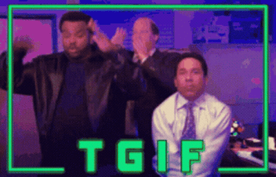 Three Men Dancing By Neon TGIF Sign GIF