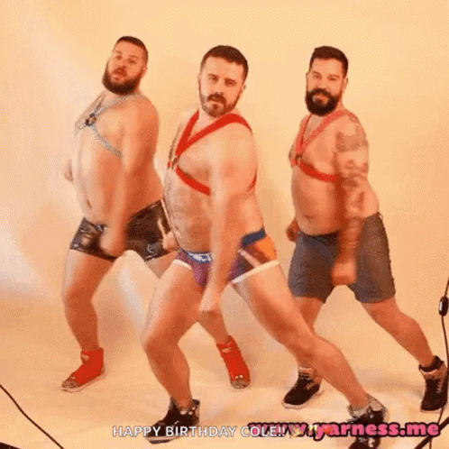 Three Men Dancing In Harnesses GIF