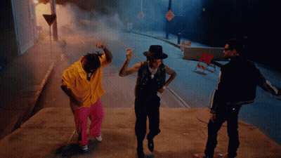 Three Men Dancing Near No Parking Sign GIF