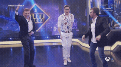 Three Men Dancing On Stage GIF