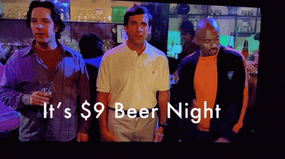 Three Men In Bar It's $9 Beer Night GIF