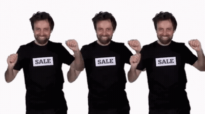 Three Men In Black Sale T-Shirts GIF