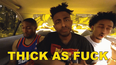 Three Men In Car With Thick As Fuck GIF