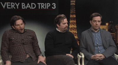 Three Men In Front Of Bad Trip 3 Sign GIF