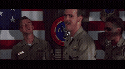 Three Men In Front Of United States Navy Plaque GIF