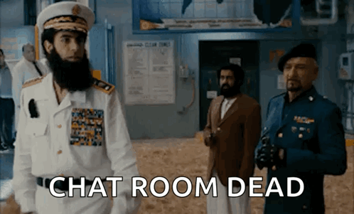 Three Men In Military Uniforms With Chat Room Dead Sign GIF
