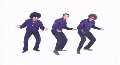 Three Men In Purple Jackets, Black Pants Dancing GIF