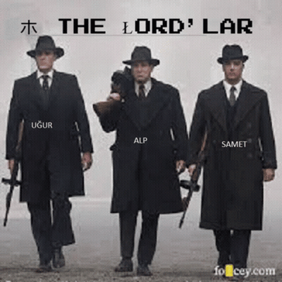 Three Men In Suits And Hats Walking With Guns GIF