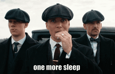 Three Men In Suits And Hats With Caption One More Sleep GIF