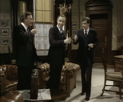 Three Men In Suits Drinking Wine GIF