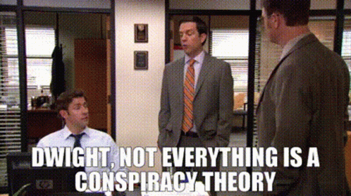 Three Men In Suits With Caption Dwight Not Everything Is A C GIF