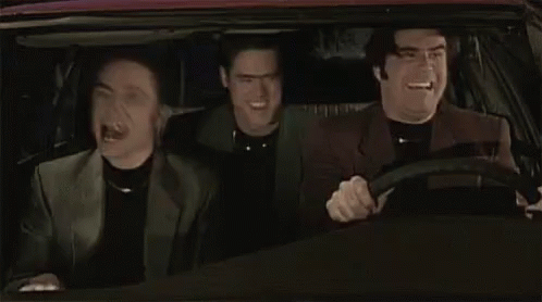 Three Men Laughing Driving Car GIF