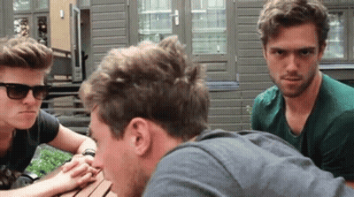 Three Men One Wearing Sunglasses One Wearing Green Shirt GIF