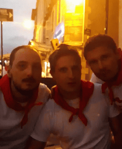 Three Men Posing One With Red Scarf GIF