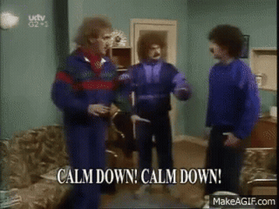 Three Men Saying Calm Down GIF