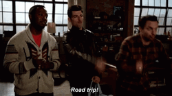 Three Men Saying Road Trip GIF