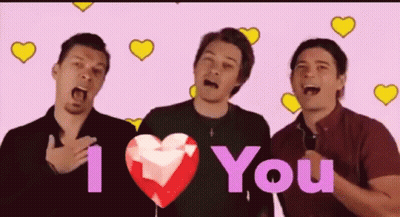 Three Men Singing I Love You With Hearts GIF