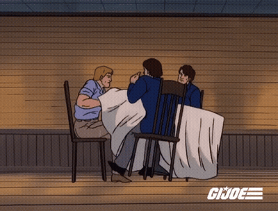 Three Men Sitting At Table Gi Joe GIF