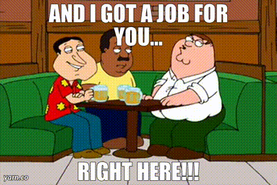 Three Men Sitting At Table Saying And I Got A Job For You GIF