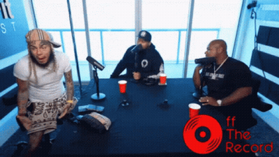 Three Men Sitting At Table With Ff The Record GIF