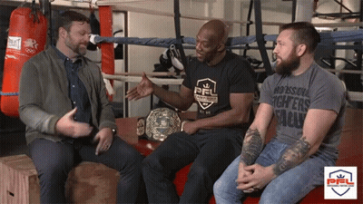 Three Men Sitting In Front Of Boxing Ring Professional Fighters League GIF